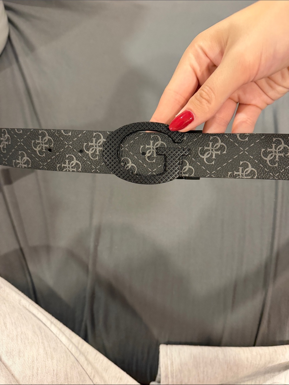 Guess Reversible Charcoal Quattro G Belt